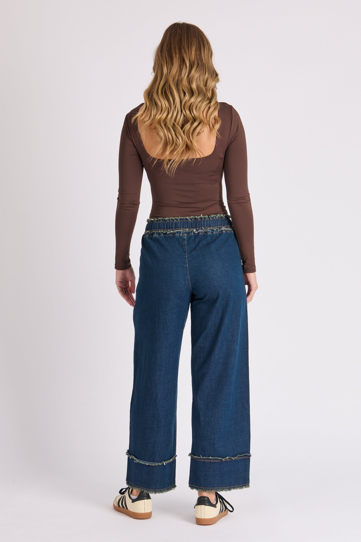 One Ten Willow Cuff Detail Jeans - Dark Denim