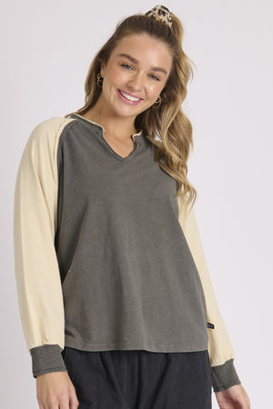 One Ten Willow Raglan Sleeve Popover - Petrol