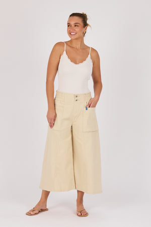 One Ten Willow Patch Pocket Wide Leg Jean - Ecru