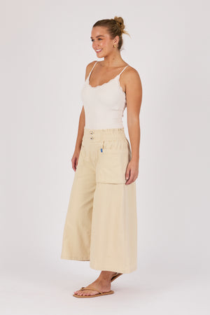One Ten Willow Patch Pocket Wide Leg Jean - Ecru