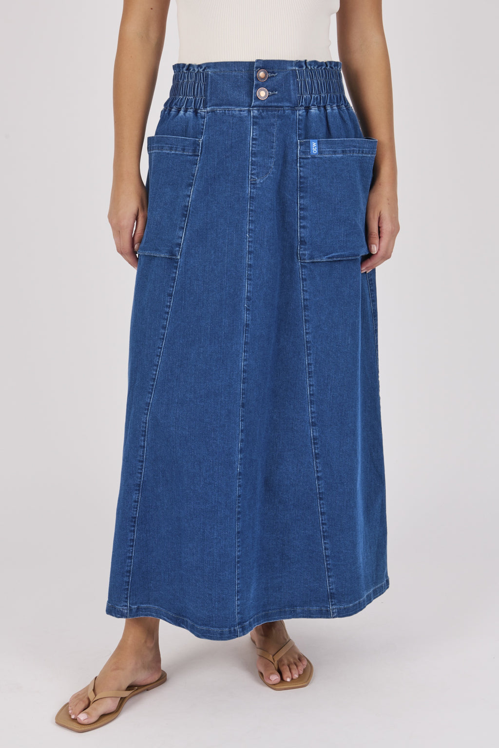 One Ten Willow Patch Pocket Skirt - Mid Blue