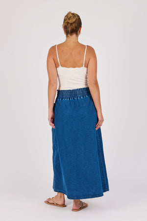 One Ten Willow Patch Pocket Skirt - Mid Blue
