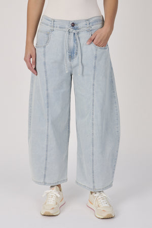 One Ten Willow Barrel Leg Jeans - Light Blue