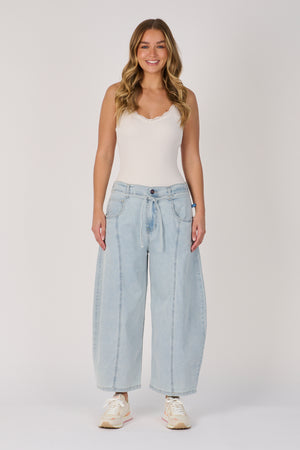One Ten Willow Barrel Leg Jeans - Light Blue