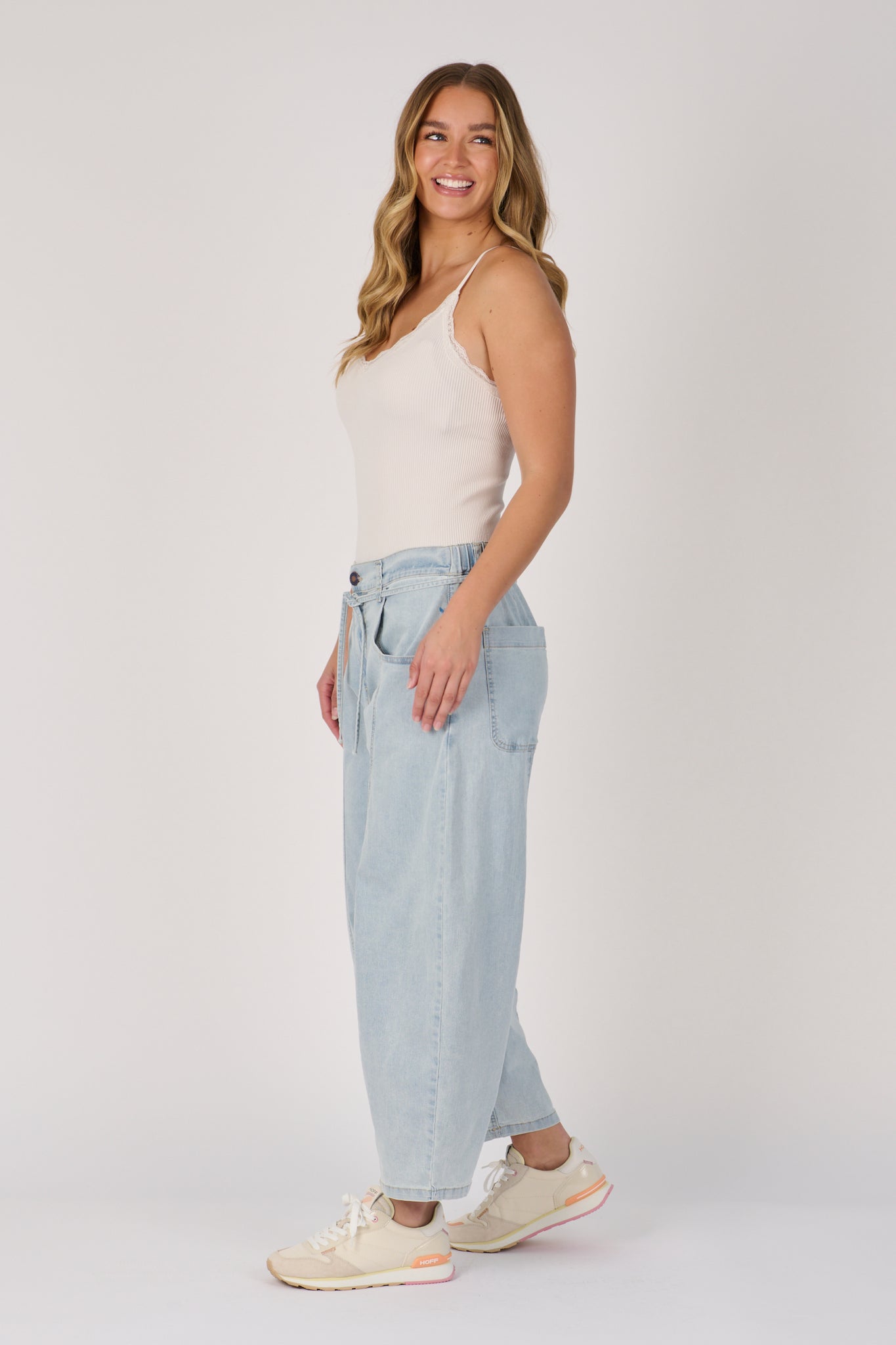 One Ten Willow Barrel Leg Jeans - Light Blue