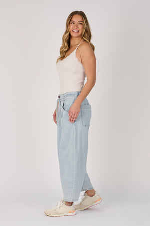 One Ten Willow Barrel Leg Jeans - Light Blue