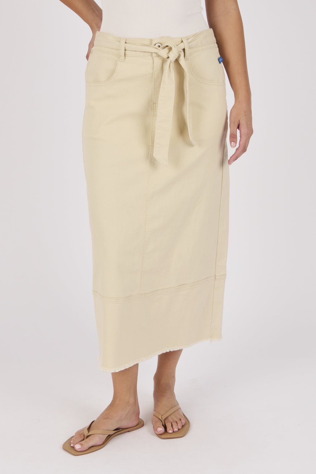 One Ten Willow Hem Panel Midi Skirt - Ecru