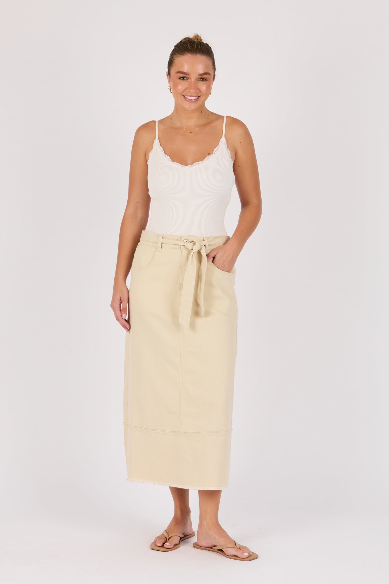 One Ten Willow Patch Pocket Skirt - Ecru