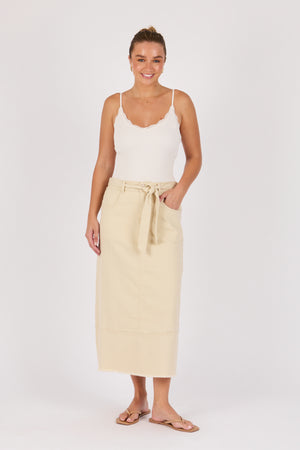 One Ten Willow Hem Panel Midi Skirt - Ecru