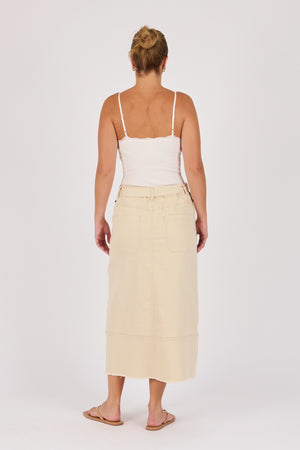 One Ten Willow Hem Panel Midi Skirt - Ecru
