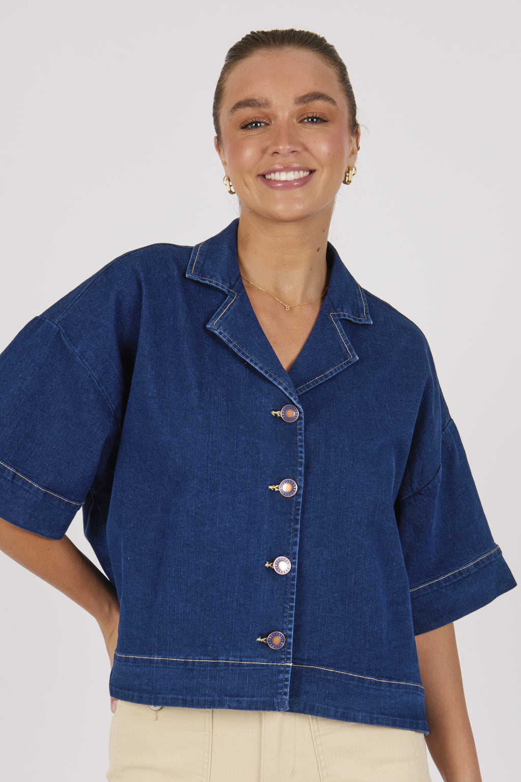 One Ten Willow Collared Shirt - Dark Blue