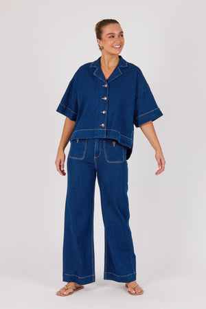 One Ten Willow Collared Shirt - Dark Blue