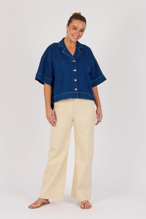 One Ten Willow Collared Shirt - Dark Blue