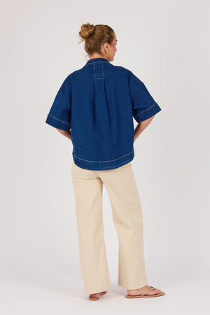 One Ten Willow Collared Shirt - Dark Blue