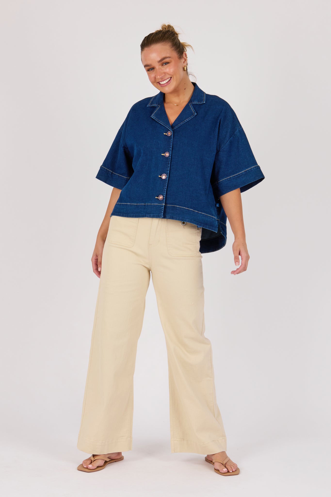 One Ten Willow Collared Shirt - Dark Blue