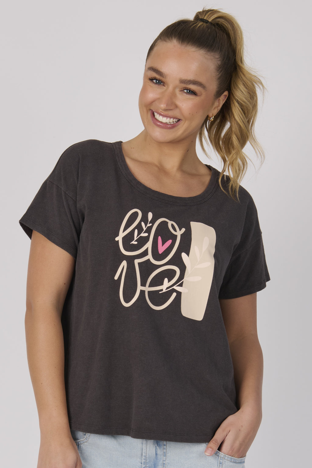 One Ten Willow Pleat Back Tee - Chocolate Love