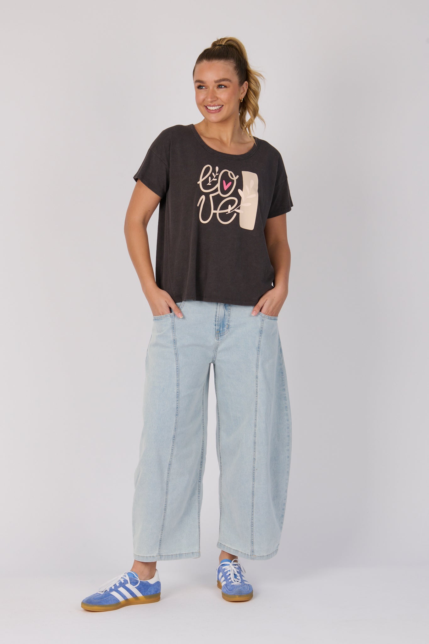 One Ten Willow Pleat Back Tee - Chocolate Love