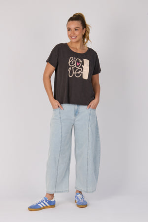 One Ten Willow Pleat Back Tee - Chocolate Love