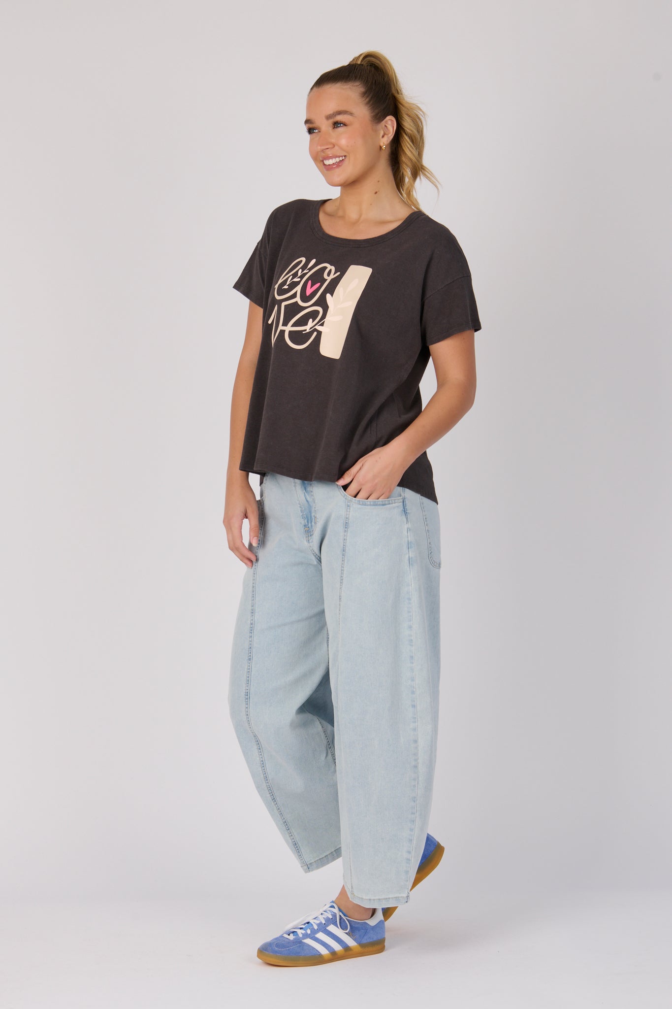 One Ten Willow Pleat Back Tee - Chocolate Love