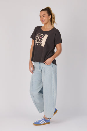One Ten Willow Pleat Back Tee - Chocolate Love