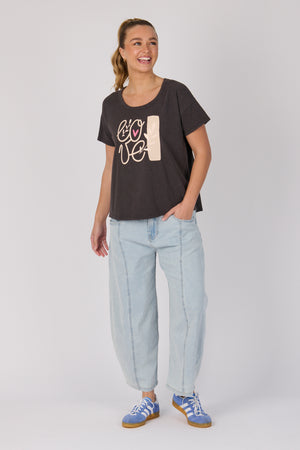 One Ten Willow Pleat Back Tee - Chocolate Love