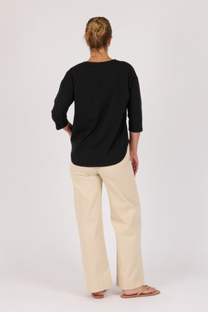 One Ten Willow 3/4 Sleeve Tee - Black Dandelion