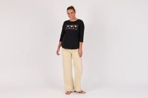 One Ten Willow 3/4 Sleeve Tee - Black Dandelion