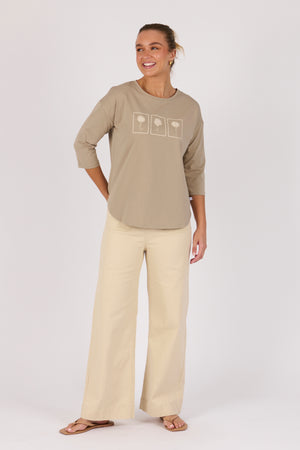 One Ten Willow 3/4 Sleeve Tee - Sage Dandelion