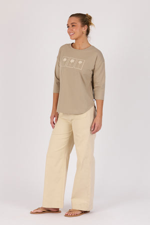 One Ten Willow 3/4 Sleeve Tee - Sage Dandelion
