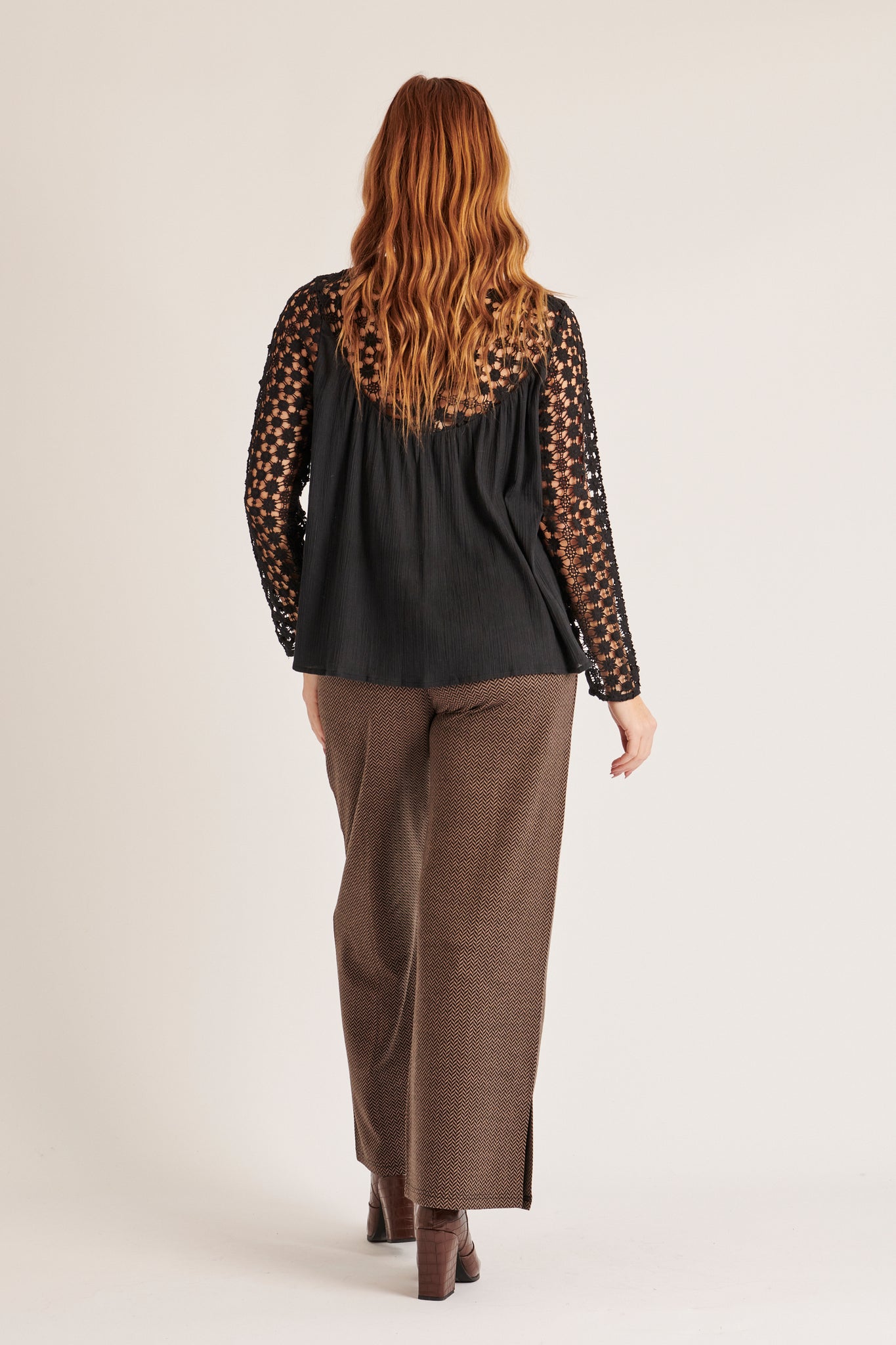 Ellis and Dewey Lace Yoke Blouse - Black