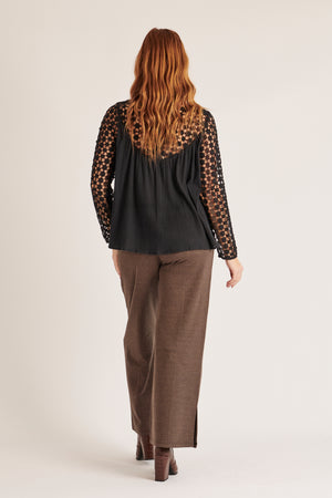 Ellis and Dewey Lace Yoke Blouse - Black