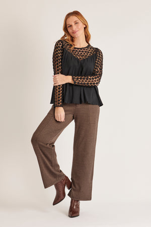 Ellis and Dewey Lace Yoke Blouse - Black