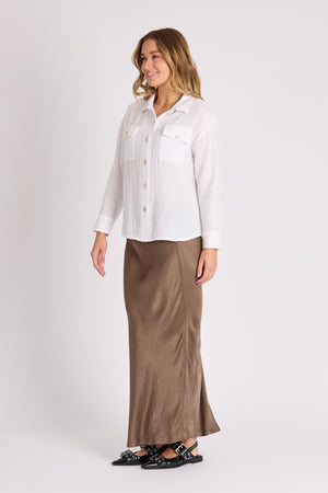 Ellis and Dewey Scoop Hem Shirt - White