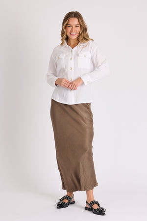 Ellis and Dewey Scoop Hem Shirt - White