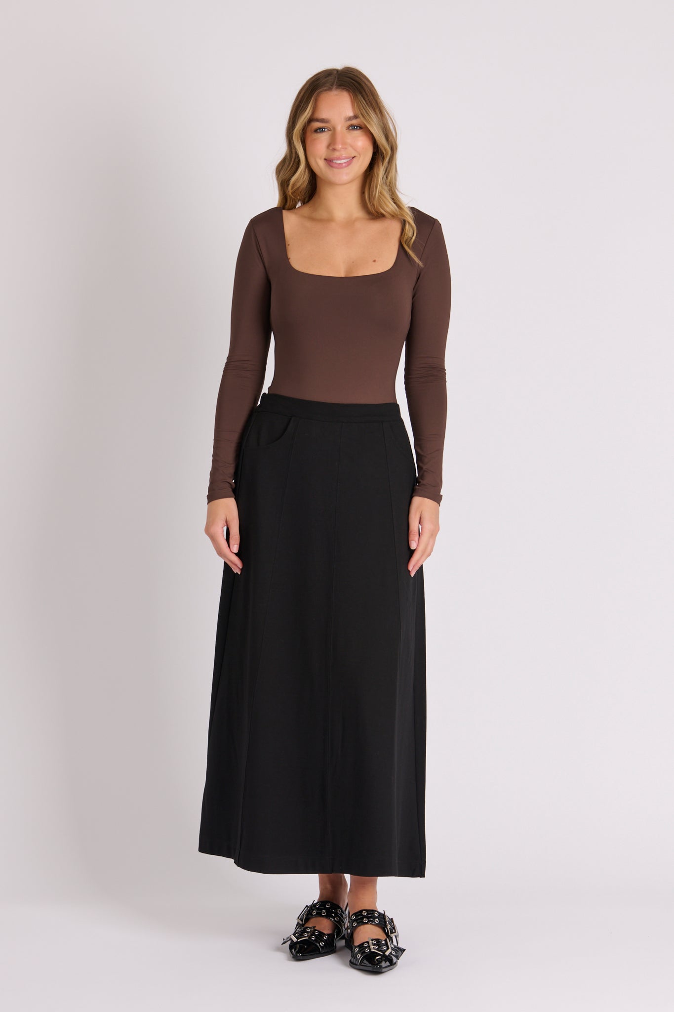 Ellis and Dewey A-Line Ponte Skirt - Black
