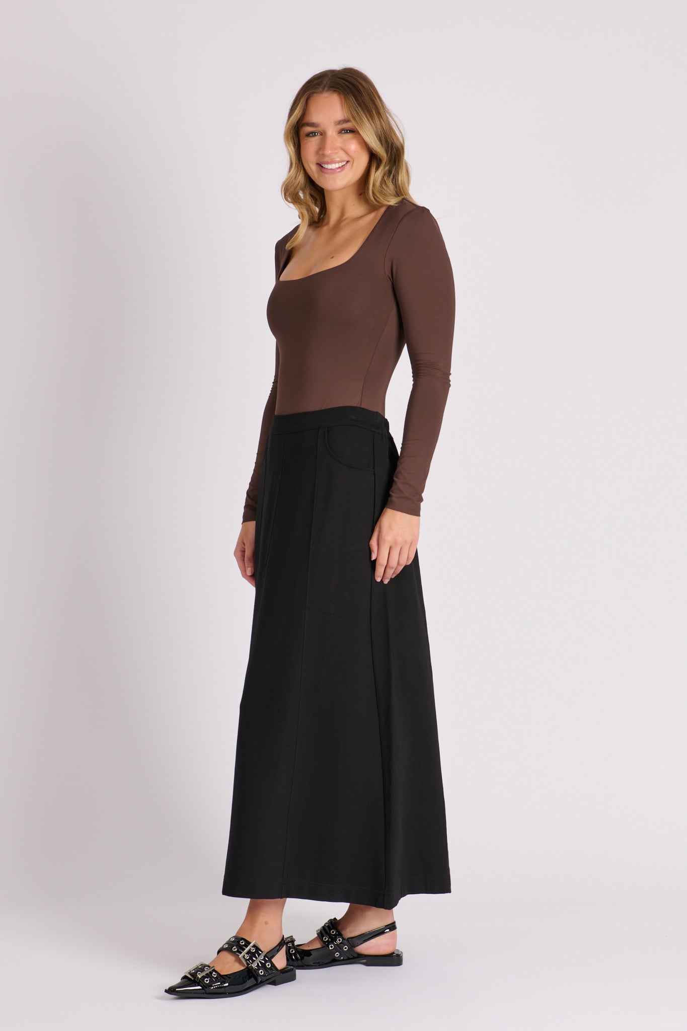 Ellis and Dewey A-Line Ponte Skirt - Black