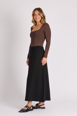 Ellis and Dewey A-Line Ponte Skirt - Black