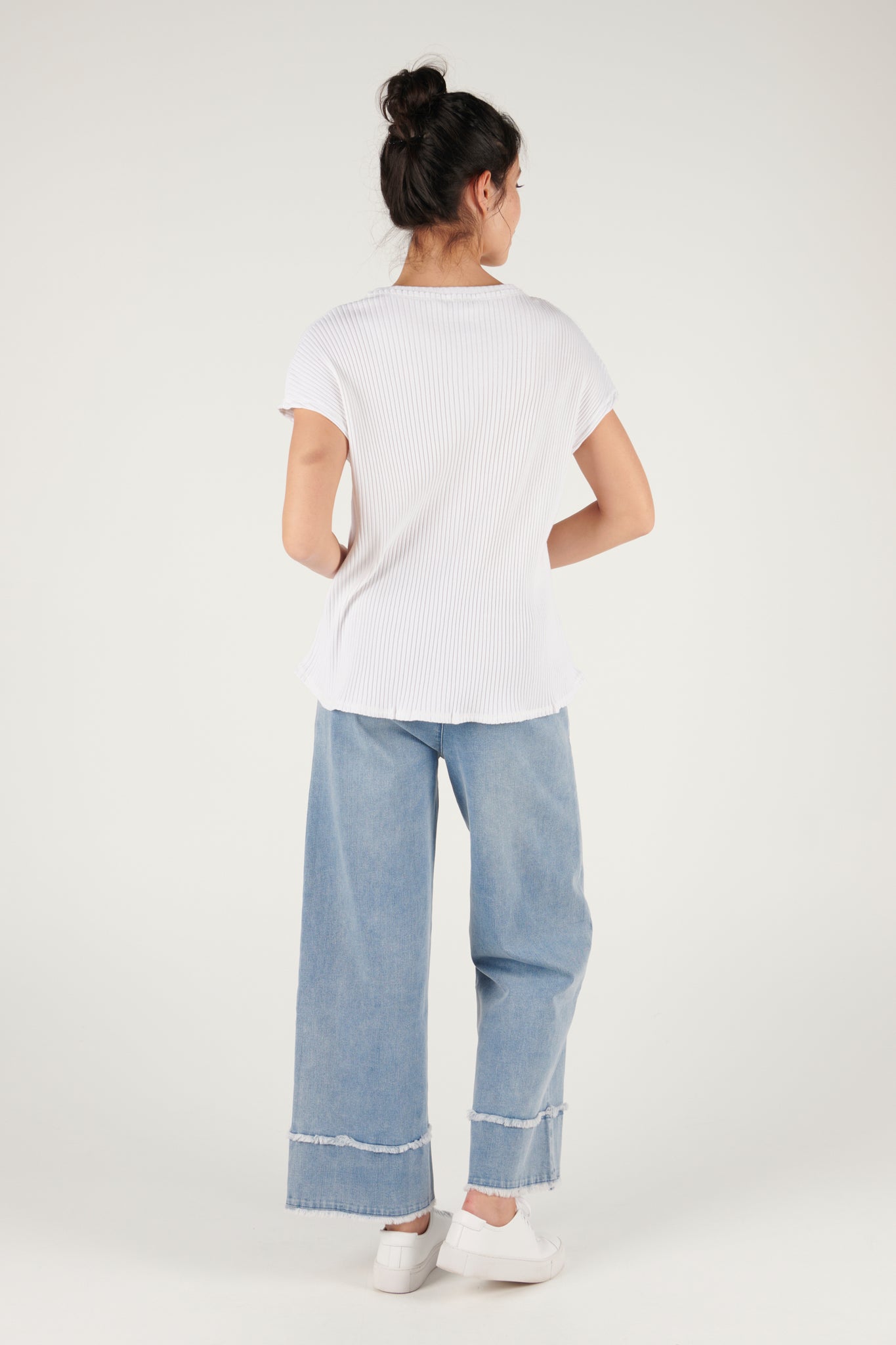 Ellis and Dewey Button Front Tee - White