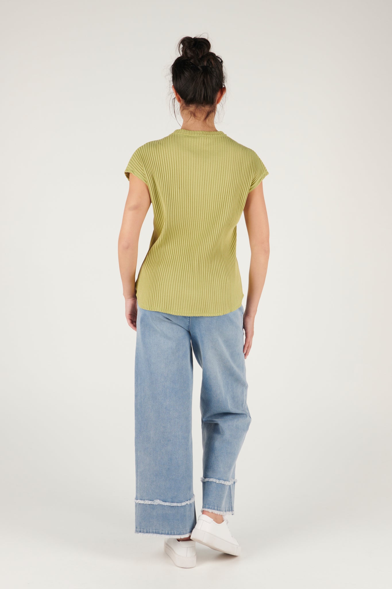 Ellis and Dewey Button Front Tee - Apple Green