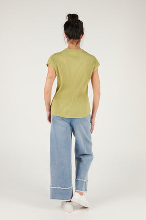 Ellis and Dewey Button Front Tee - Apple Green