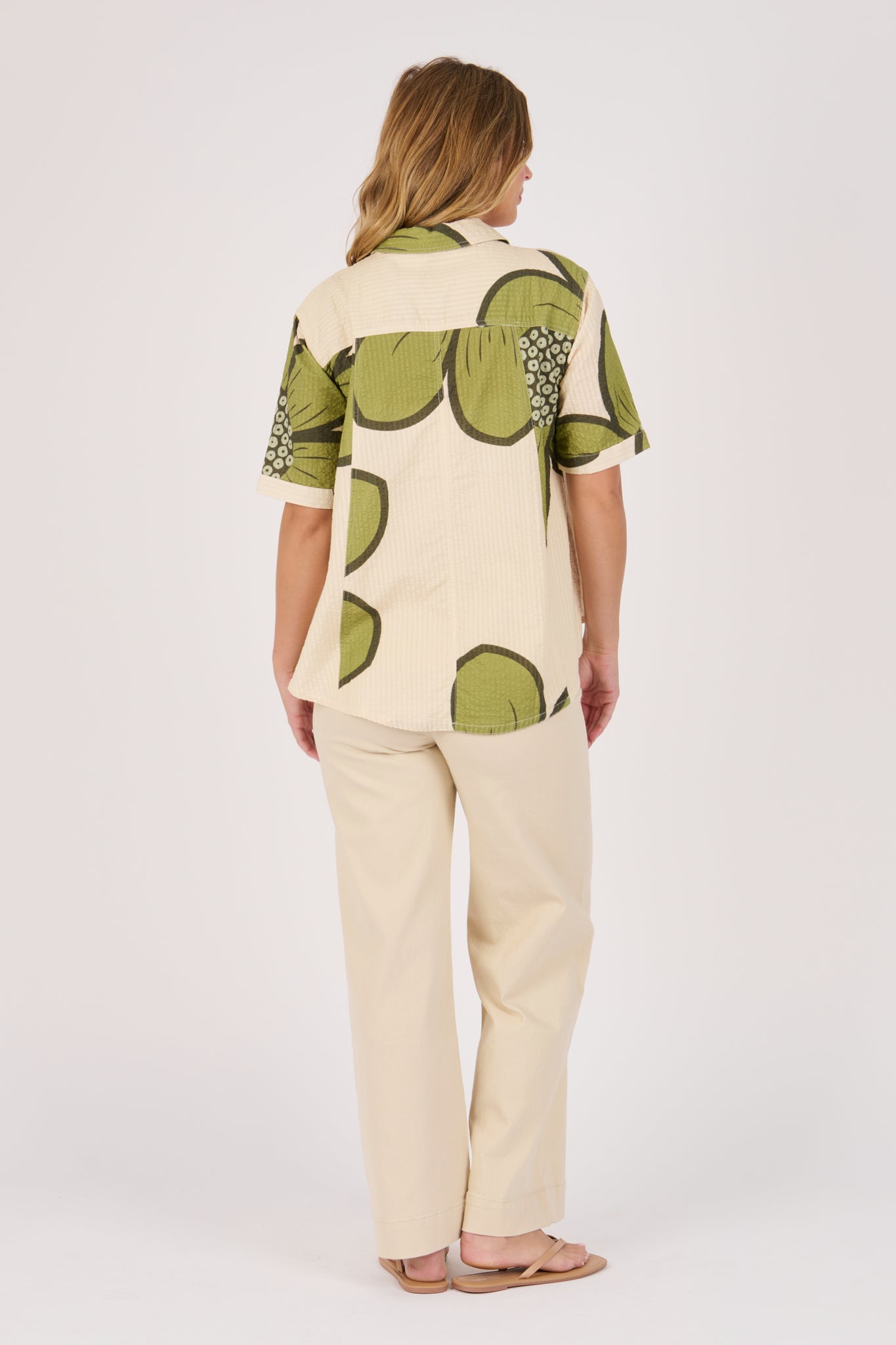 Ellis and Dewey SS Button Through Shirt - Green floral