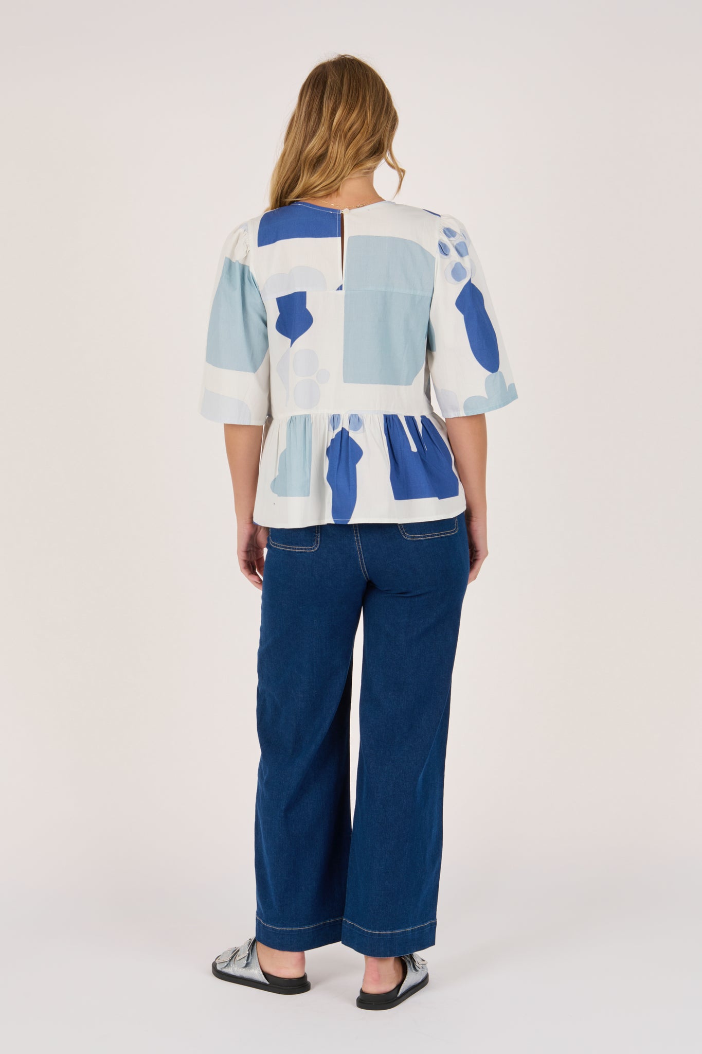 Ellis and Dewey Tiered Blouse - Mediterranean Blue