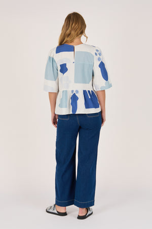 Ellis and Dewey Tiered Blouse - Mediterranean Blue