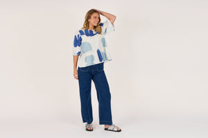 Ellis and Dewey Tiered Blouse - Mediterranean Blue