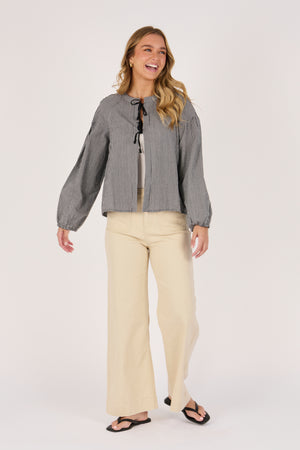 Ellis and Dewey Tie Front Jacket - Black Check