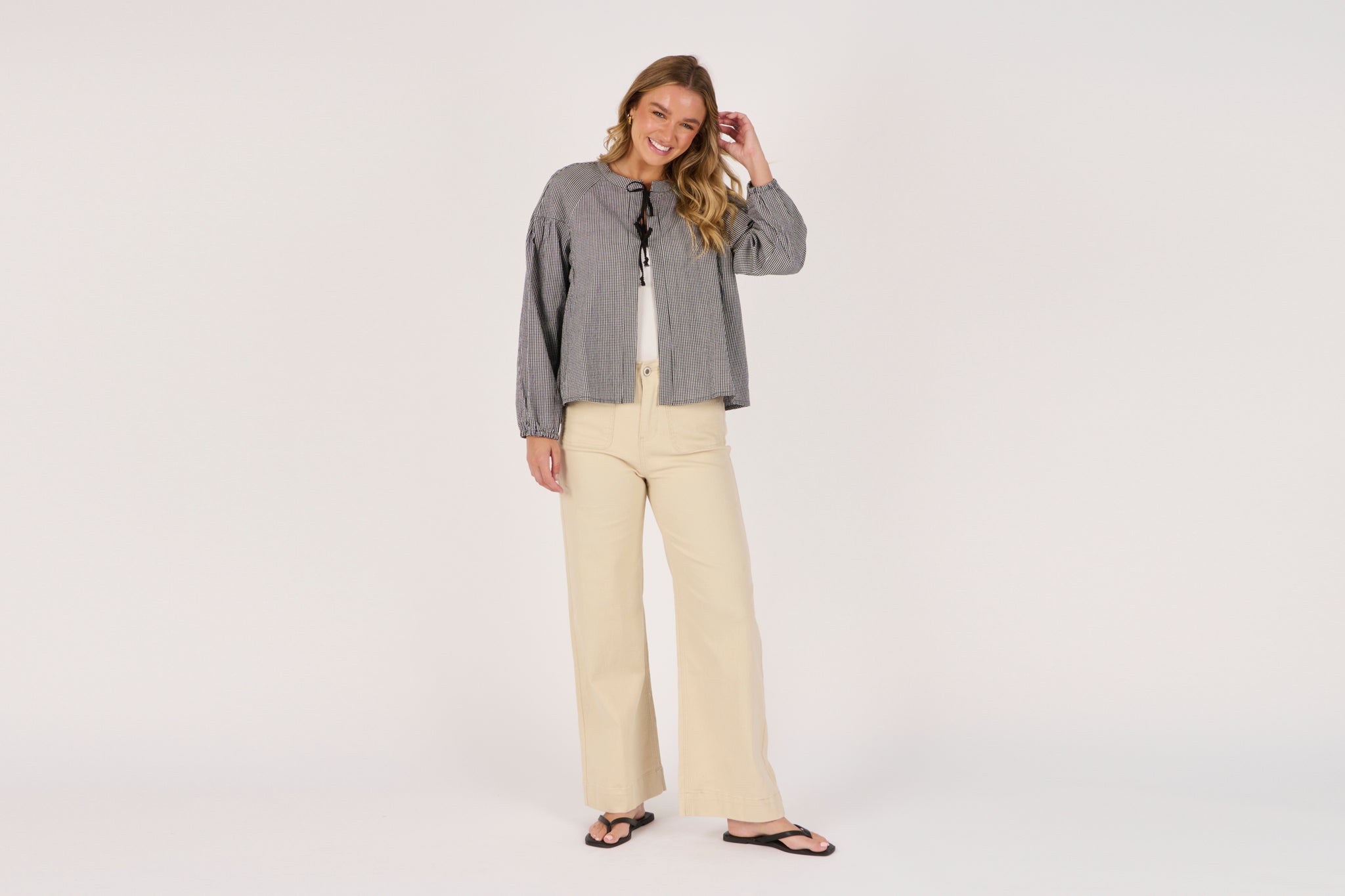 Ellis and Dewey Tie Front Jacket - Black Check