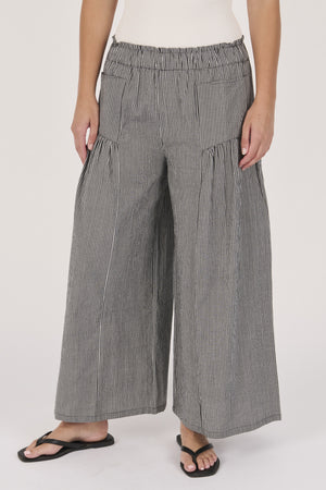 Ellis and Dewey Gather Detail Pant - Black Check