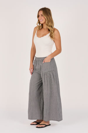 Ellis and Dewey Gather Detail Pant - Black Check