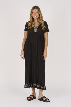 Ellis and Dewey V Neck Maxi Dress - Black