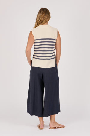Ellis and Dewey Collared Knit Vest - Blue/White Stripe